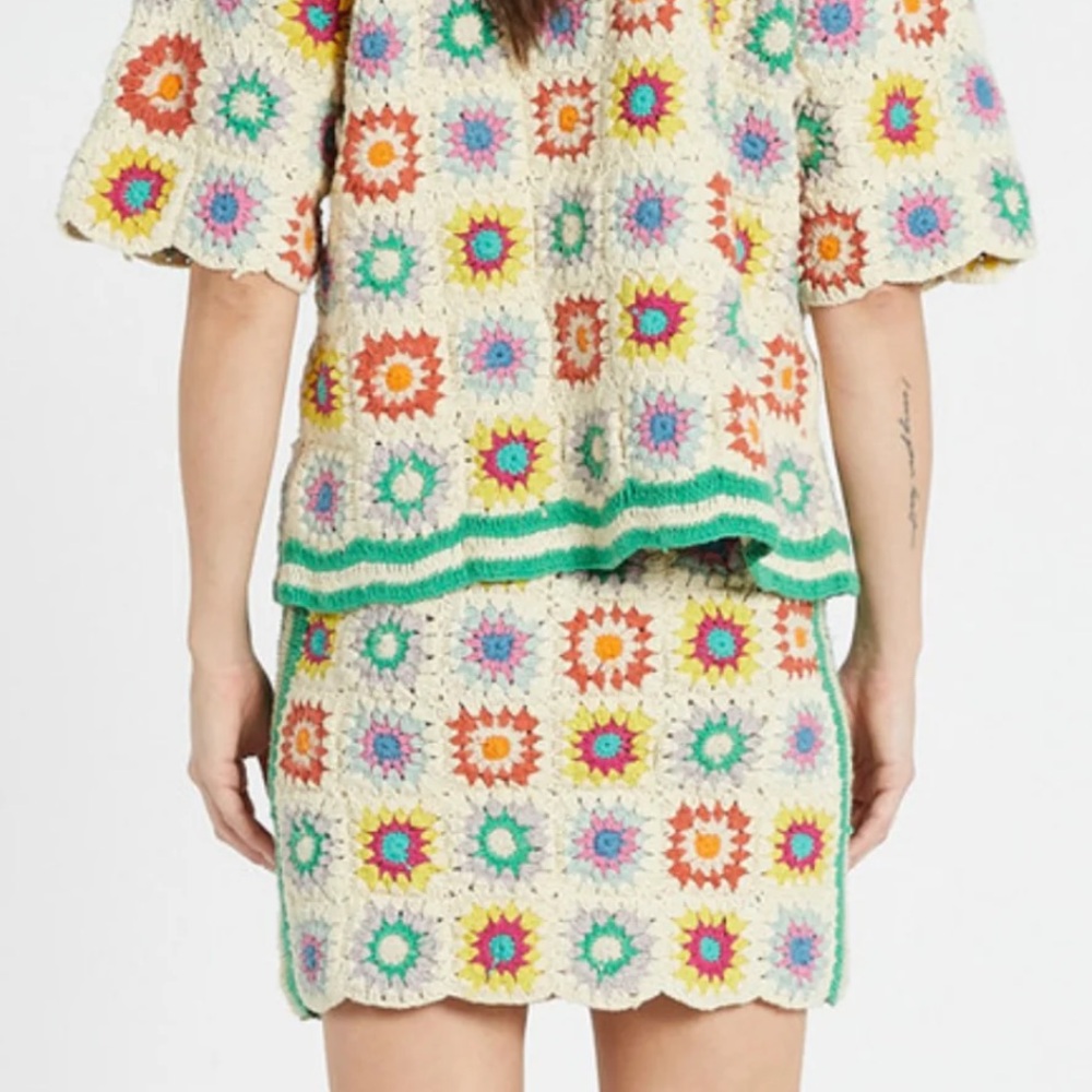 NWT Bohemian Traders Crochet Knit Mini Skirt - Picture 2 of 7